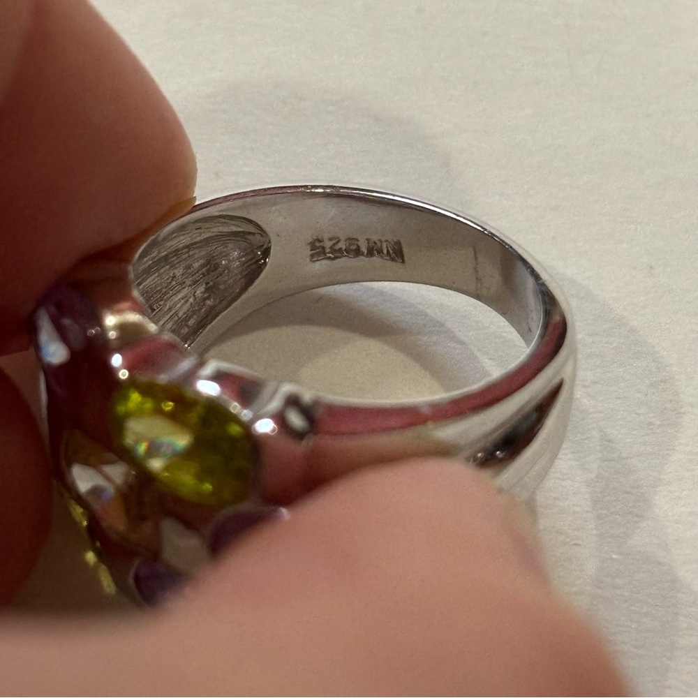 SUZANNE SOMERS Vintage 925 Sterling Silver CZ Stimulated Gemstone Ring - Size 7 - Picture 5 of 7